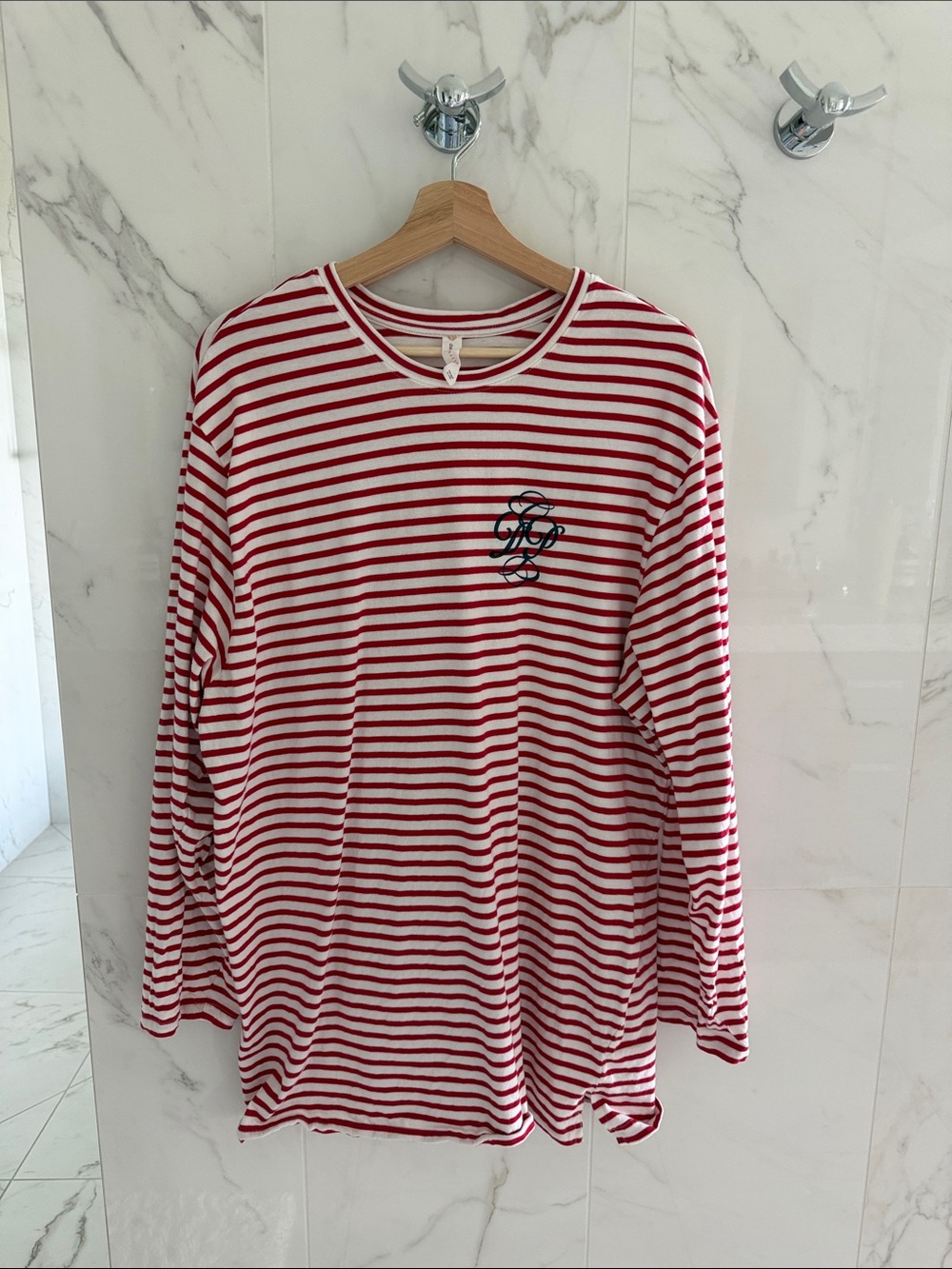 Striped Red & White Long-Sleeve Top